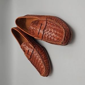 👞 Allen Edmonds Capri Woven Brown Leather Weave Loafers Size 9.5 D